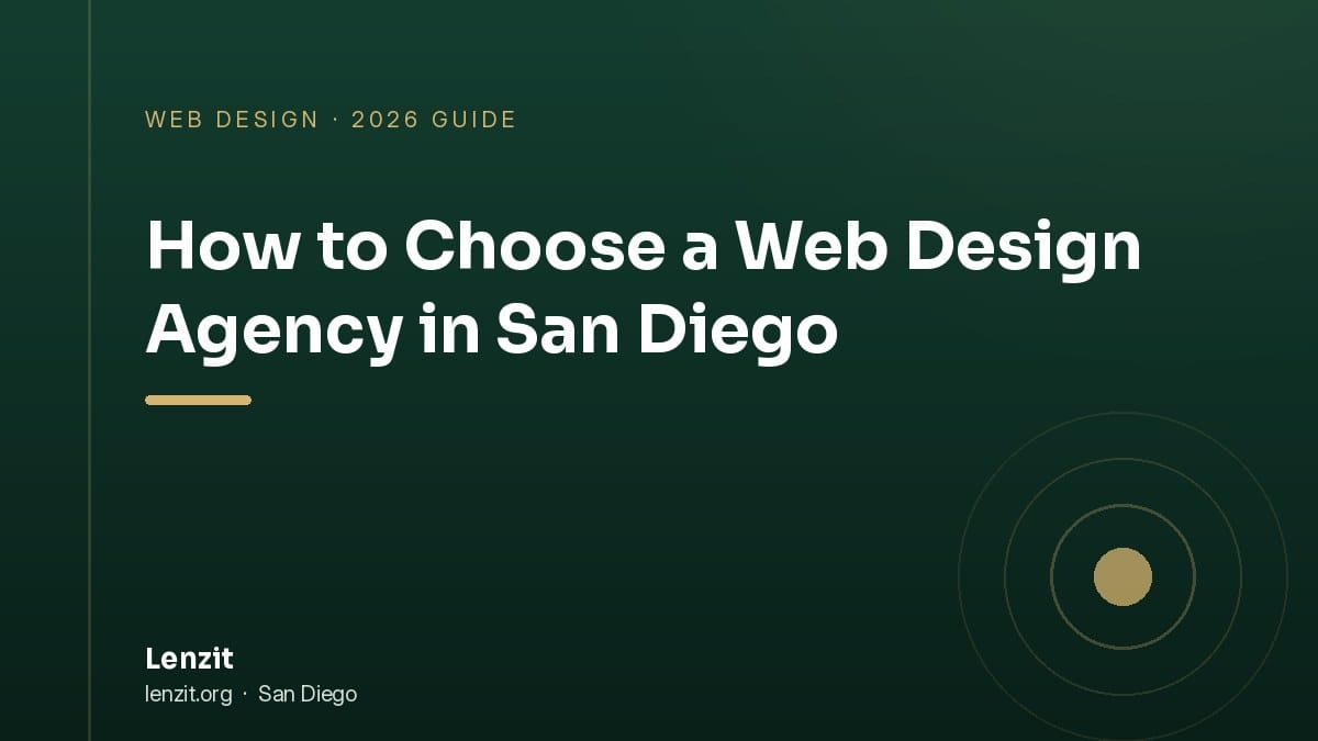 How to choose a web design agency in San Diego - Lenzit guide cover