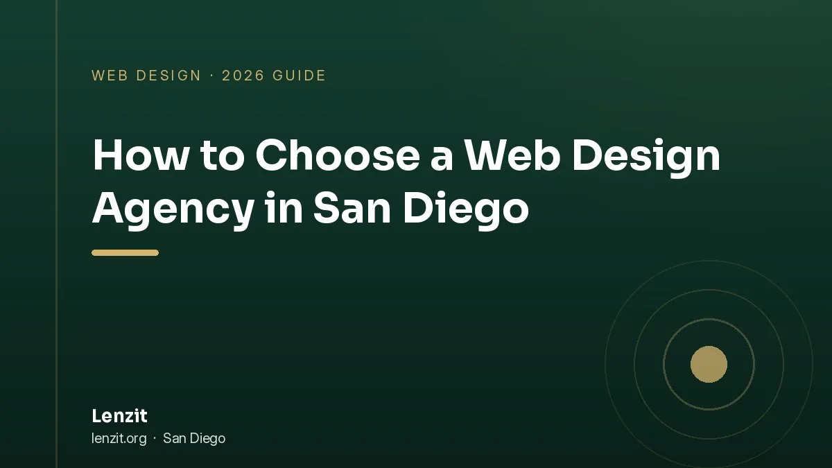 How to choose a web design agency in San Diego - Lenzit guide cover