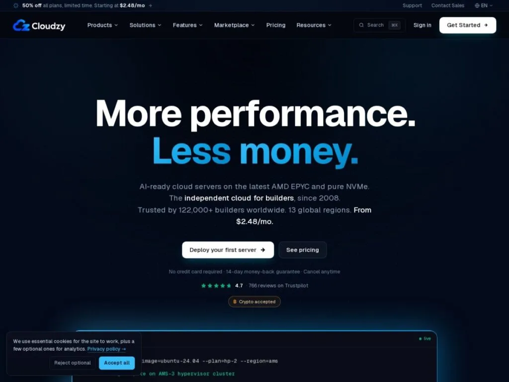 Cloudzy — Corporate & Industry website | Lenzit portfolio
